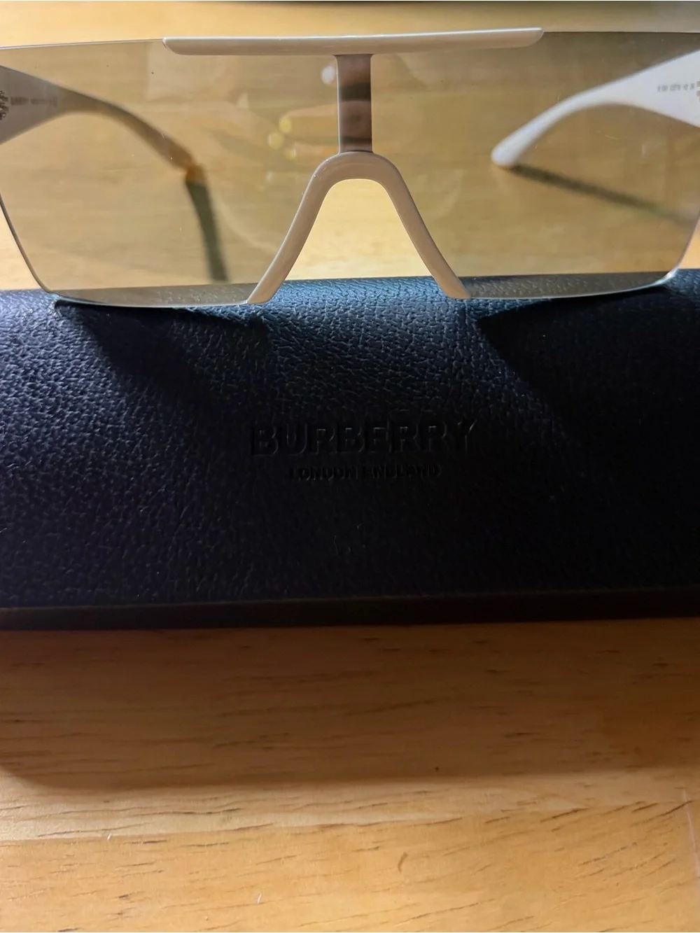 Burberry White Shield Sunglasses with Gradient Smoke Lenses